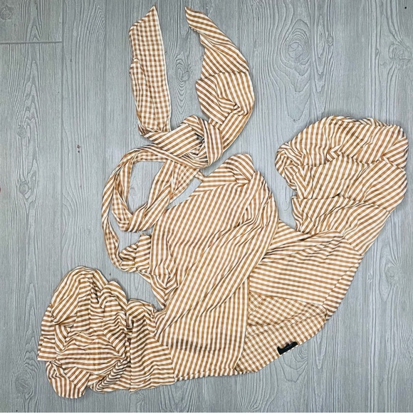 Maac London hull tie wrap shirt with puff sleeves and long wrap ribbon cotton m - Picture 8 of 8